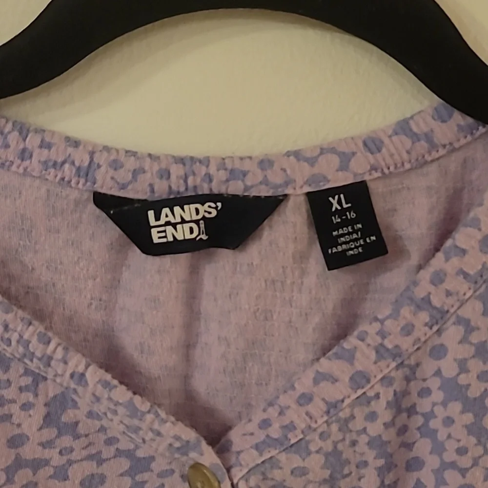 Lands' End Girls Size XL (14-16) Floral Ruffle Dress‎ with Pockets Pink Purple